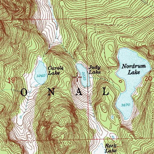 Topographic Map of Judy Lake, WA