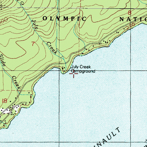 Topographic Map of July Creek Campground, WA