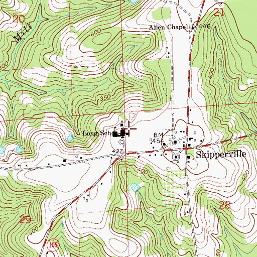 Topographic Map of Long School, AL