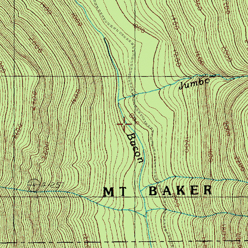 Topographic Map of Jumbo Creek, WA