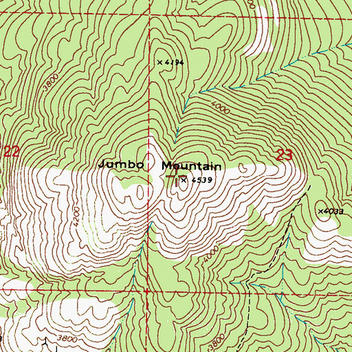 Topographic Map of Jumbo Mountain, WA