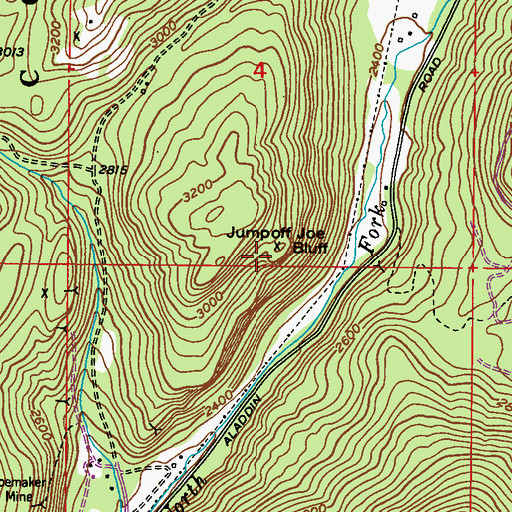 Topographic Map of Jumpoff Joe Bluff, WA