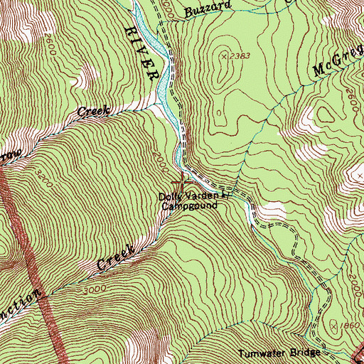 Topographic Map of Junction Creek, WA