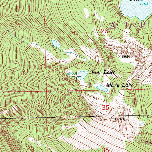 Topographic Map of June Lake, WA