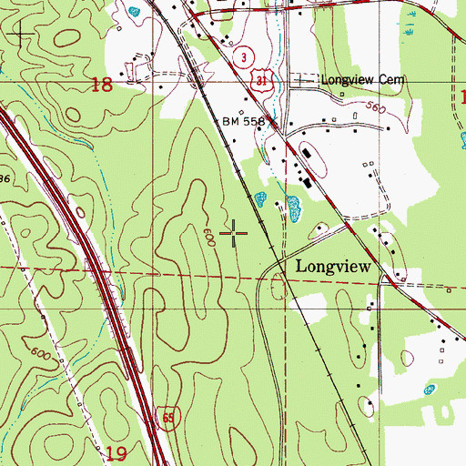 Topographic Map of Longview, AL