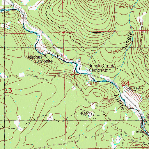 Topographic Map of Jungle Creek, WA