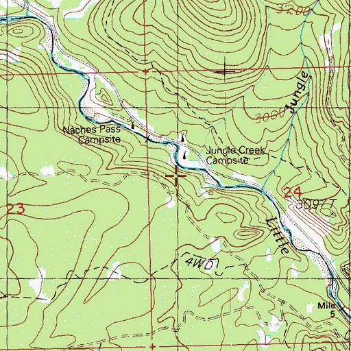Topographic Map of Jungle Creek Campsite, WA