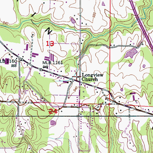 Topographic Map of Longview Church of God, AL