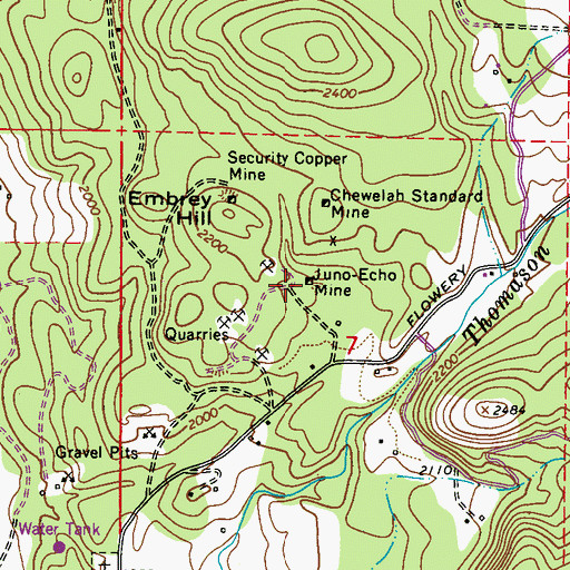 Topographic Map of Juno-Echo Mine, WA