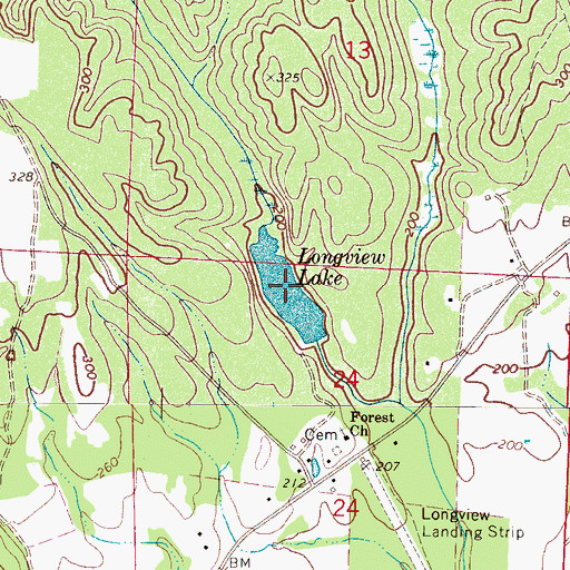 Topographic Map of Longview Lake, AL