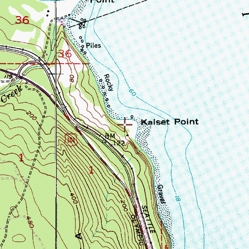 Topographic Map of Kalset Point, WA