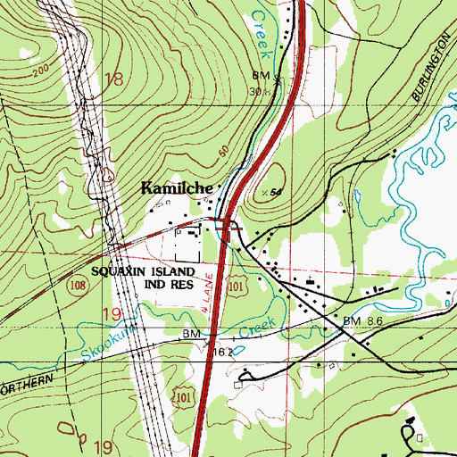 Topographic Map of Kamilche, WA