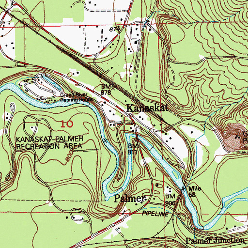 Topographic Map of Kanaskat, WA