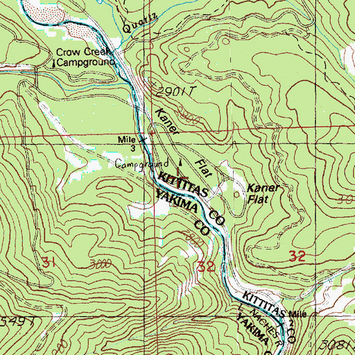 Topographic Map of Kaner Flat, WA