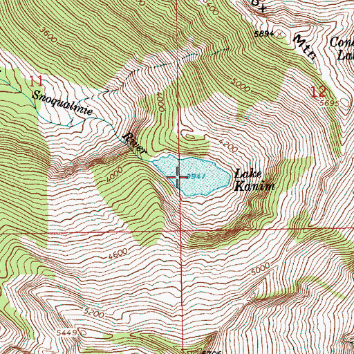 Topographic Map of Lake Kanim, WA
