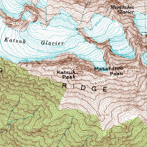 Topographic Map of Katsuk Peak, WA