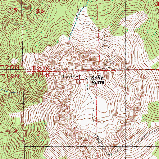 Topographic Map of Kelly Butte, WA