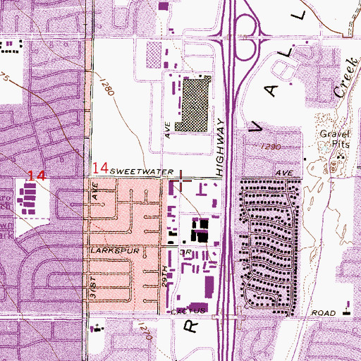 Topographic Map of Westown II Shopping Center, AZ