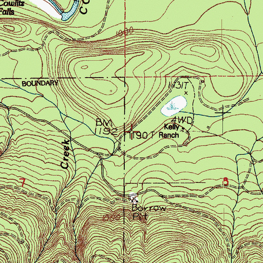 Topographic Map of Kelly Ranch, WA