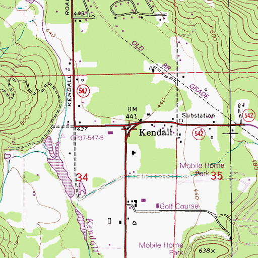 Topographic Map of Kendall, WA