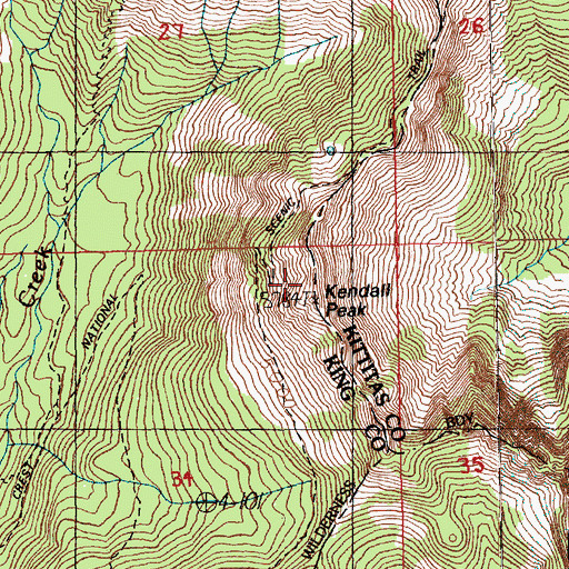 Topographic Map of Kendall Peak, WA