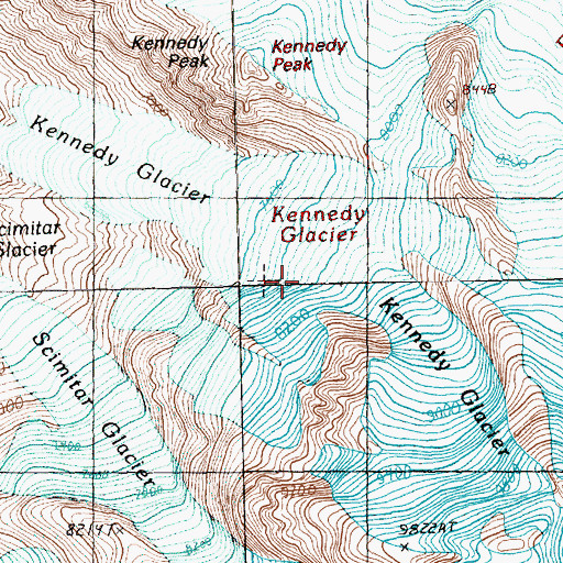Topographic Map of Kennedy Glacier, WA