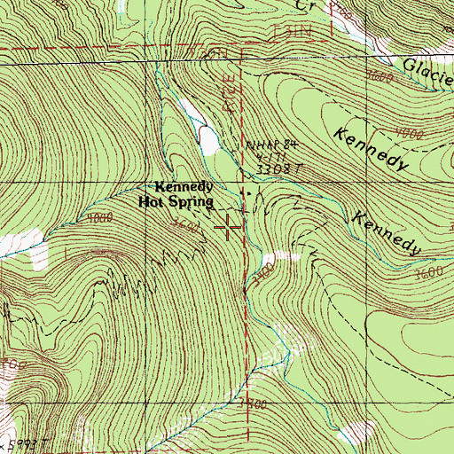 Topographic Map of Kennedy Hot Springs, WA