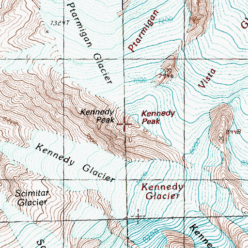 Topographic Map of Kennedy Peak, WA