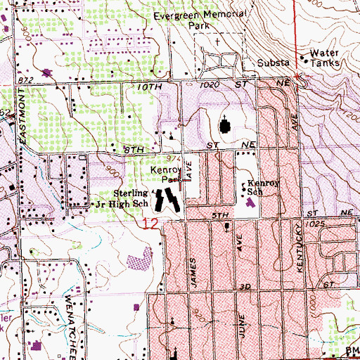Topographic Map of Kenroy Park, WA