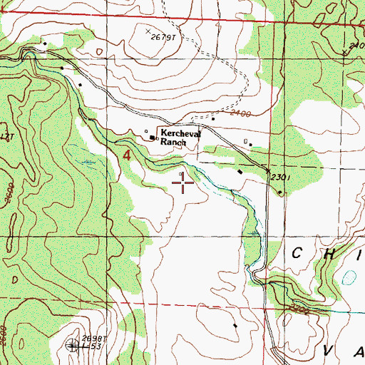 Topographic Map of Kercheval Ranch, WA