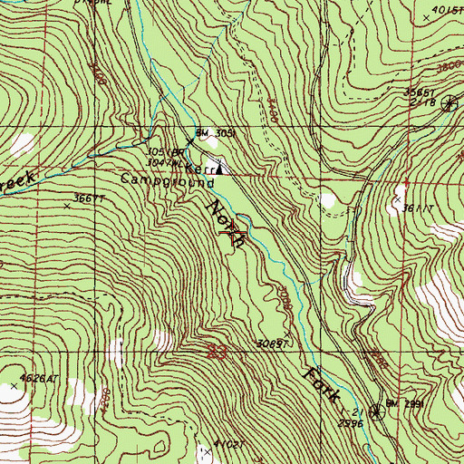 Topographic Map of Kerr Campground, WA
