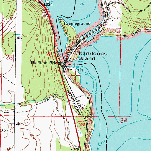 Topographic Map of Kettle River, WA