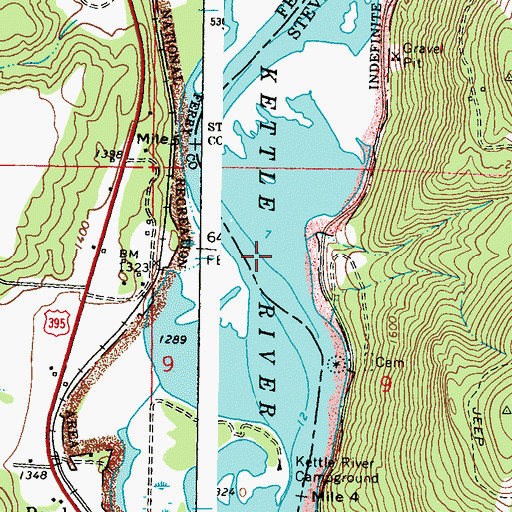 Topographic Map of Kettle River Arm, WA