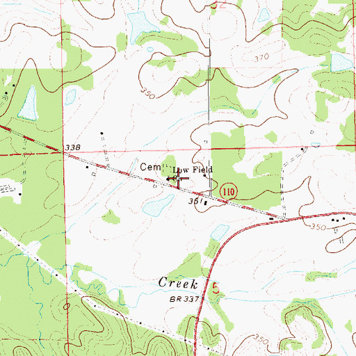 Topographic Map of Low Field Church, AL