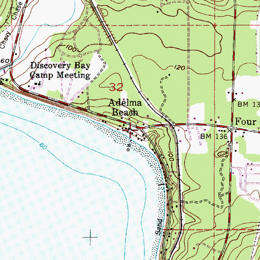 Topographic Map of Adelma Beach, WA