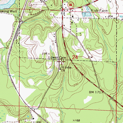 Topographic Map of Lower Cemetery, AL