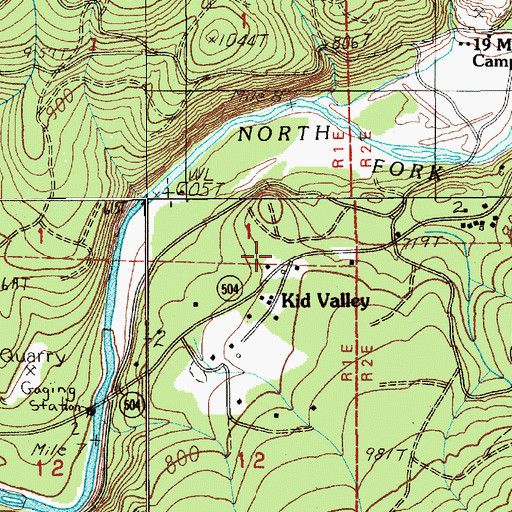 Topographic Map of Kid Valley, WA