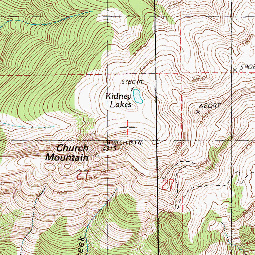 Topographic Map of Kidney Lakes, WA