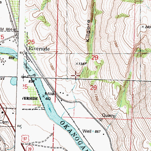 Topographic Map of Kilgore Canyon, WA