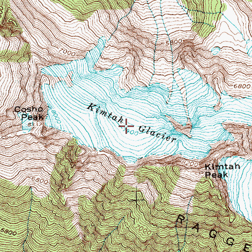 Topographic Map of Kimtah Glacier, WA