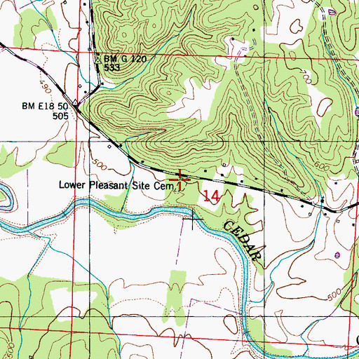Topographic Map of Lower Pleasant Site Cemetery, AL