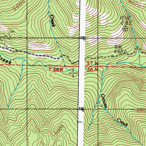 Topographic Map of King Creek, WA