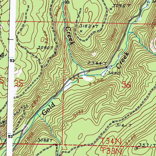 Topographic Map of King Creek, WA