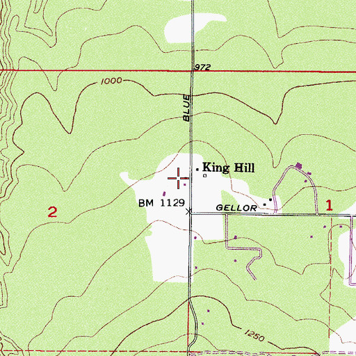 Topographic Map of King Hill, WA