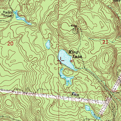 Topographic Map of King Lake, WA