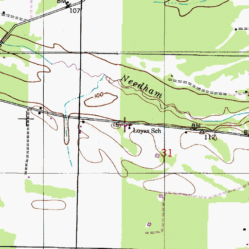 Topographic Map of Loyss School (historical), AL