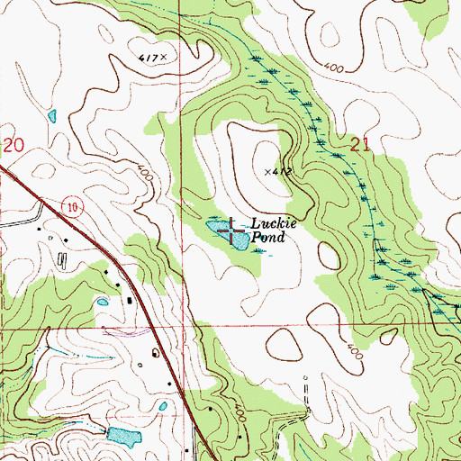 Topographic Map of Luckie Pond, AL