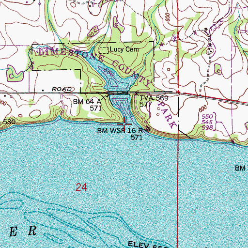 Topographic Map of Lucy Branch, AL