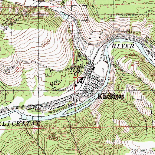 Topographic Map of Klickitat, WA