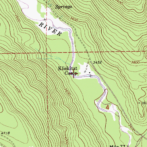 Topographic Map of Klickitat Camp, WA